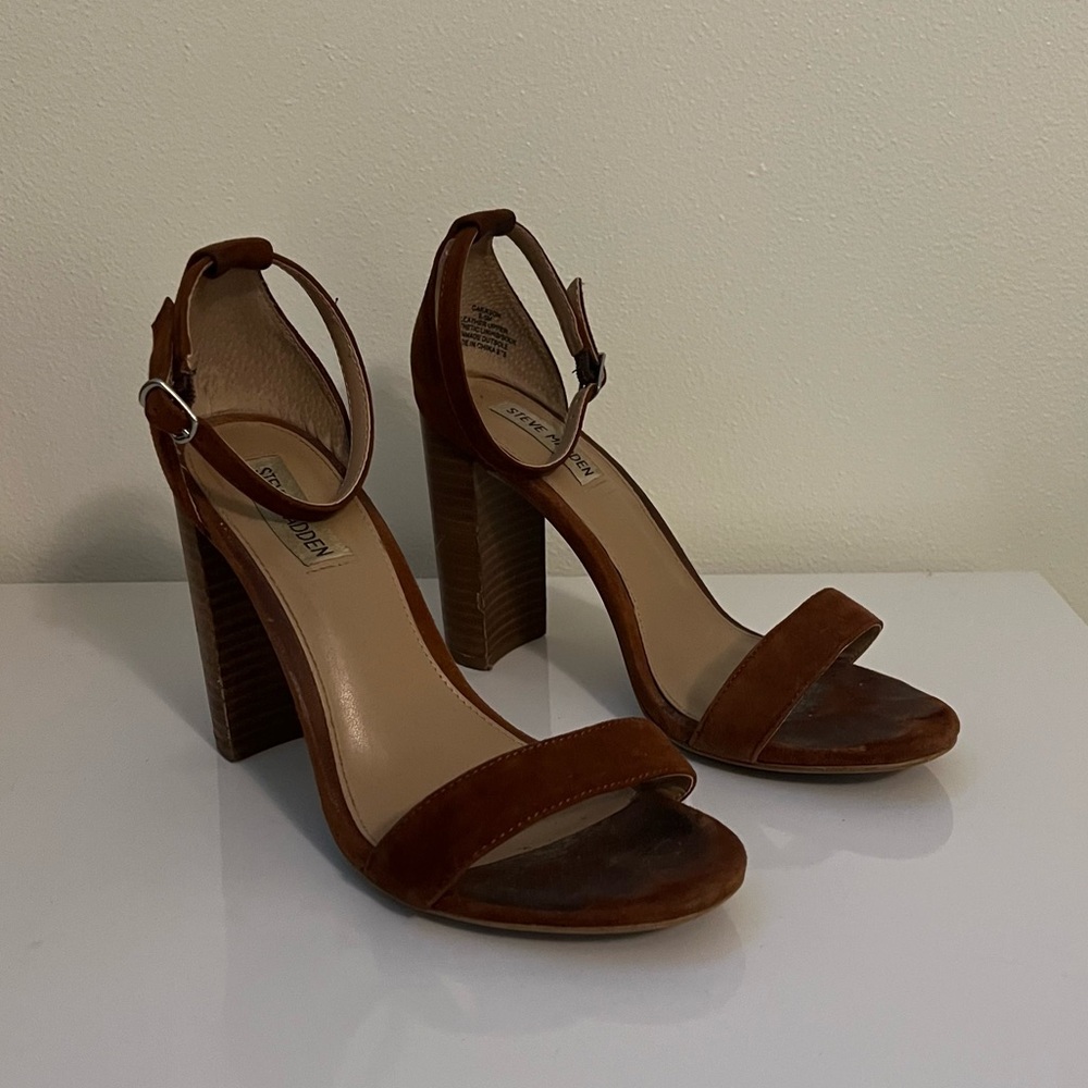Steve Madden Cognac Suede Block Heels